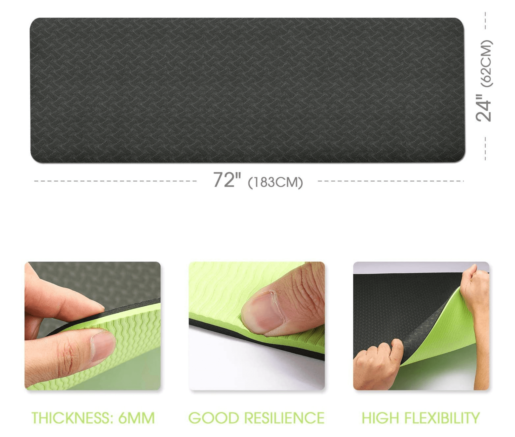 Eco Friendly Reversible Color Yoga Mat with Carrying Strap-13