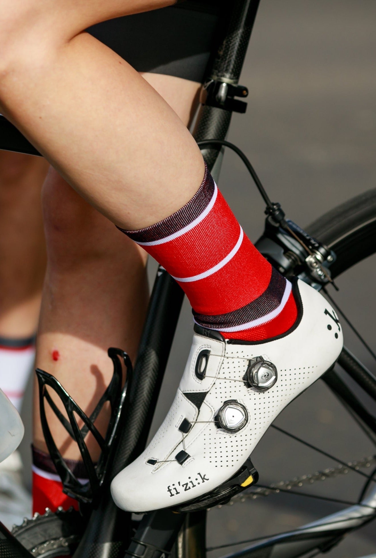 NOW ON SALE!!!  ProSpec Rouleur Sock | Squadra Stripes | Flamme Rouge Red/Midnight Blue/White-1