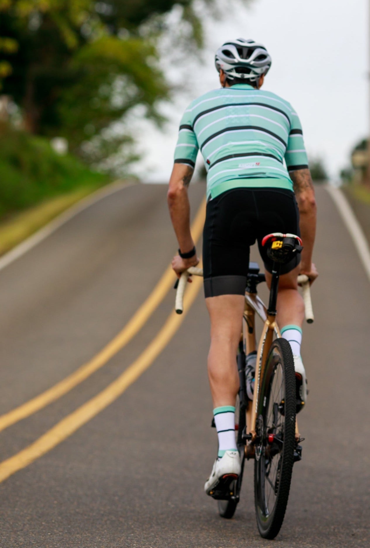 NOW ON SALE!!!  ProSpec Rouleur Sock | Squadra Stripes | White/Celeste Green/Obsidian Black-4