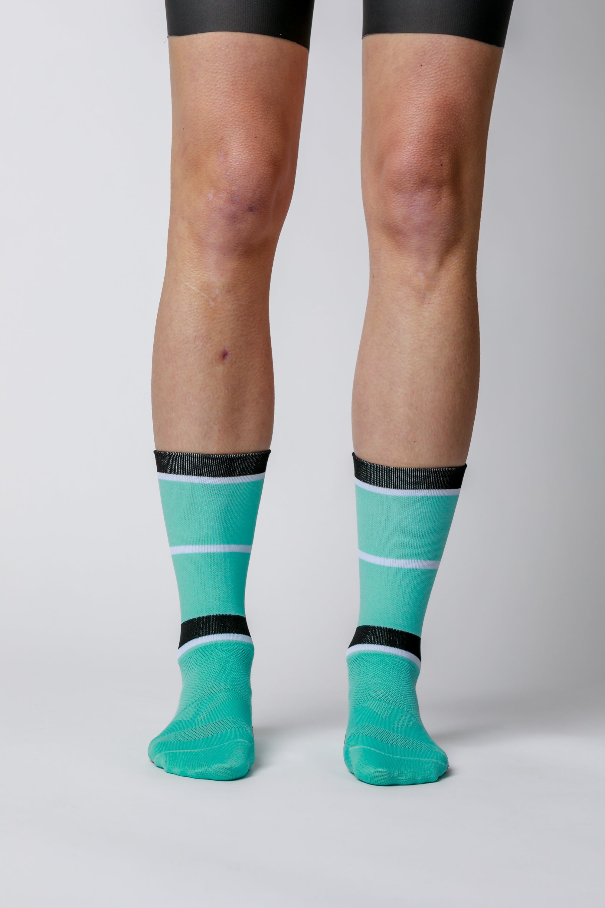 NOW ON SALE!!!  ProSpec Rouleur socks | Squadra Stripes | Celeste Green/Obsidian Black/White-1