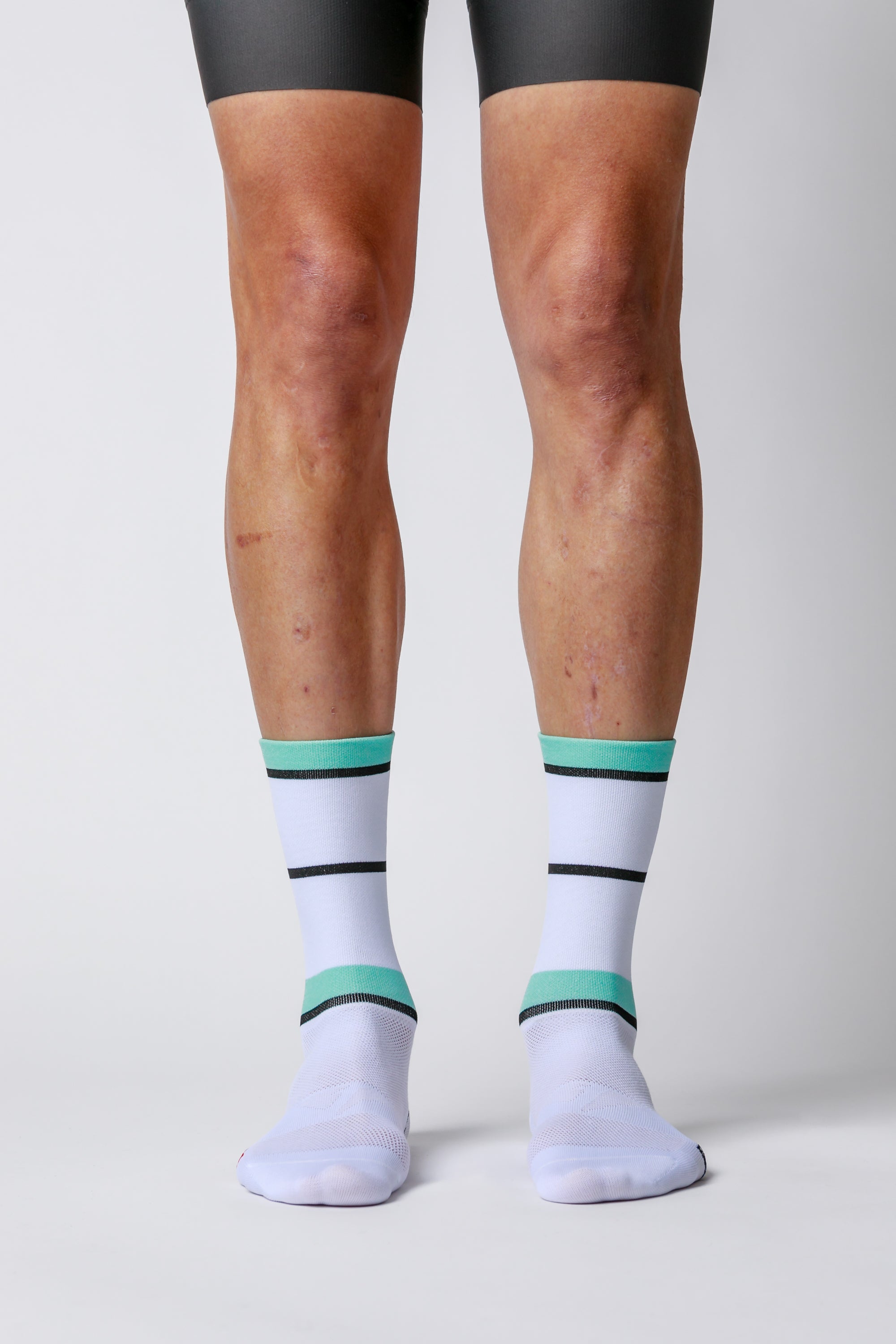 NOW ON SALE!!!  ProSpec Rouleur Sock | Squadra Stripes | White/Celeste Green/Obsidian Black-1