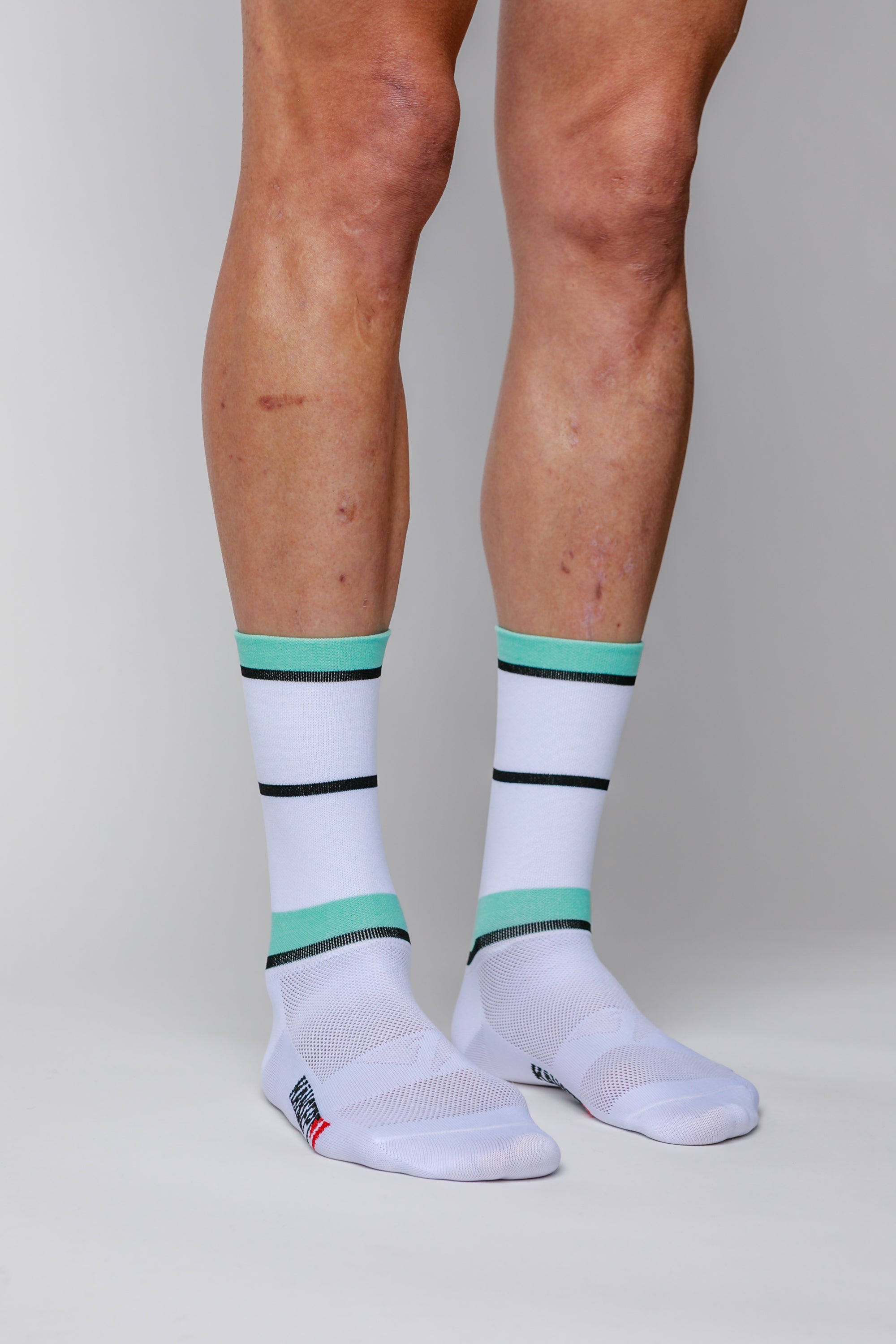NOW ON SALE!!! 3 PACK ProSpec Rouleur Sock | Squadra Stripes white/celeste/black | 3 pack bundle*-1