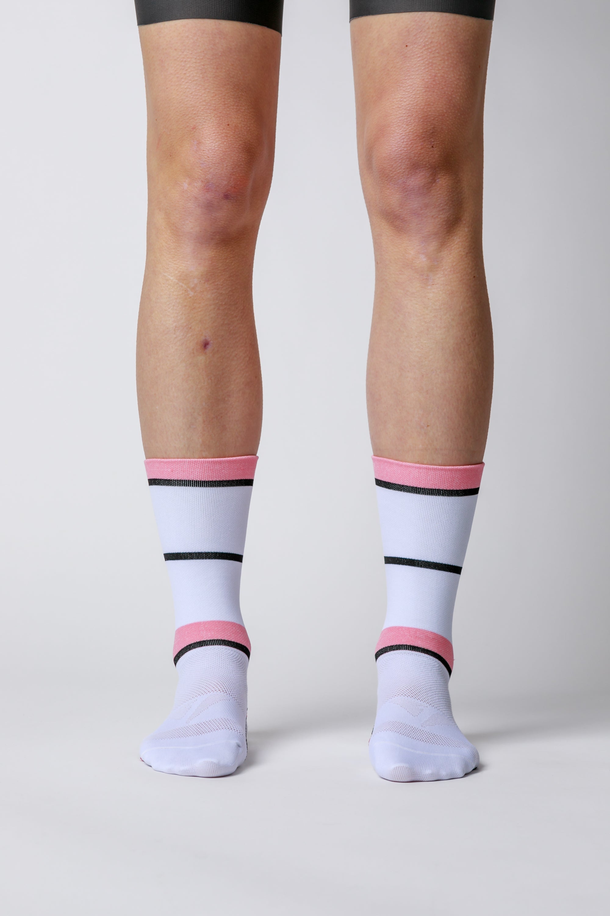 NOW ON SALE!!!  ProSpec Rouleur Sock | Squadra Stripes | White/Maglia Rosa Pink/Obsidian Black-1