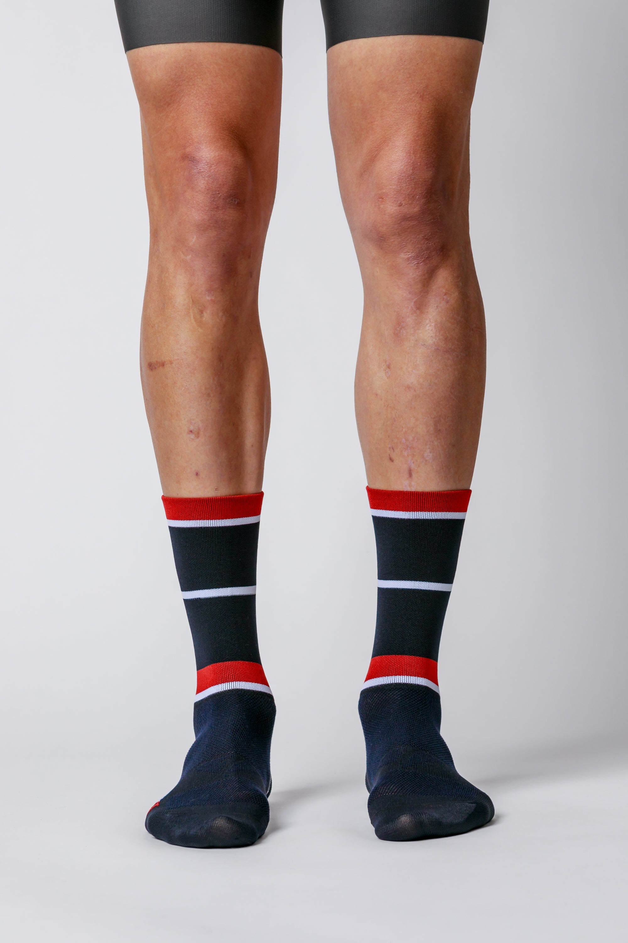 NOW ON SALE!!!  ProSpec Rouleur Sock | Squadra Stripes | Midnight Blue/Flamme Rouge Red/White-1