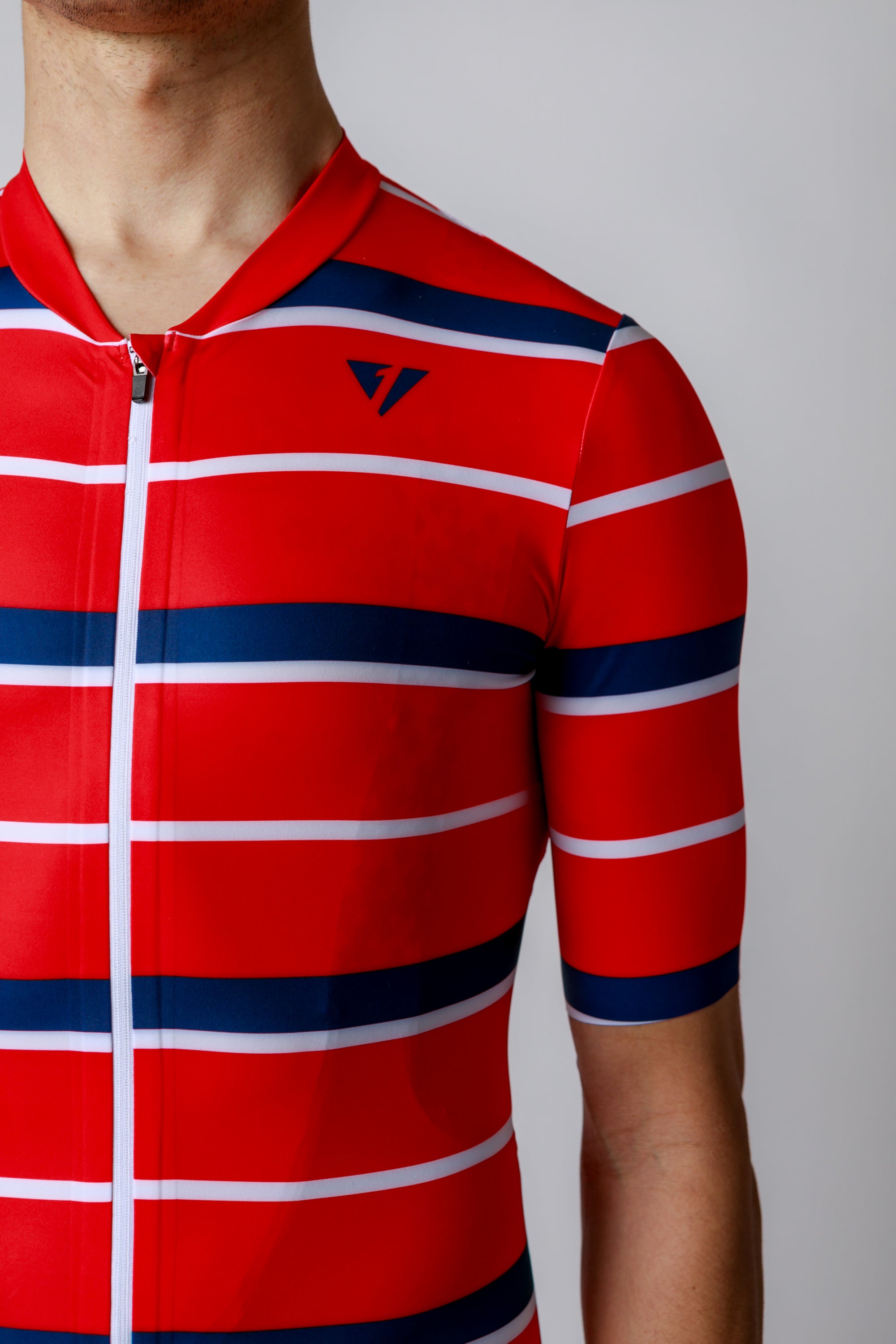 NOW ON SALE!!!  Men's ProSpec Rouleur SZ Jersey | Squadra Stripes | Flamme Rouge Red/Midnight Blue/White-2