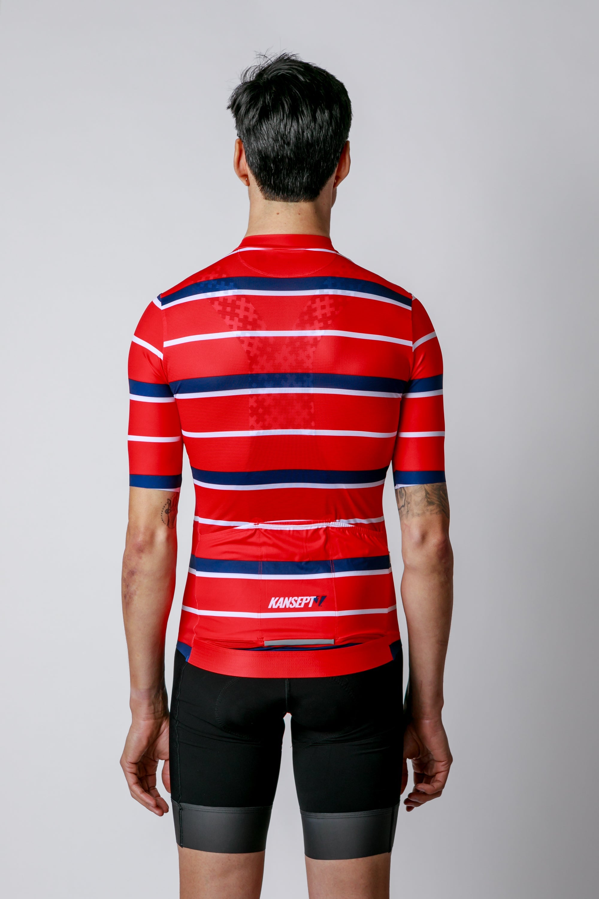 NOW ON SALE!!!  Men's ProSpec Rouleur SZ Jersey | Squadra Stripes | Flamme Rouge Red/Midnight Blue/White-1