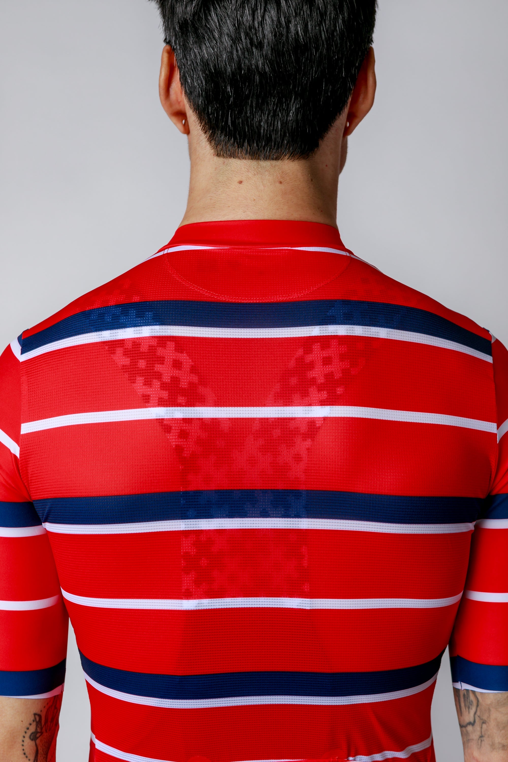 NOW ON SALE!!!  Men's ProSpec Rouleur SZ Jersey | Squadra Stripes | Flamme Rouge Red/Midnight Blue/White-4