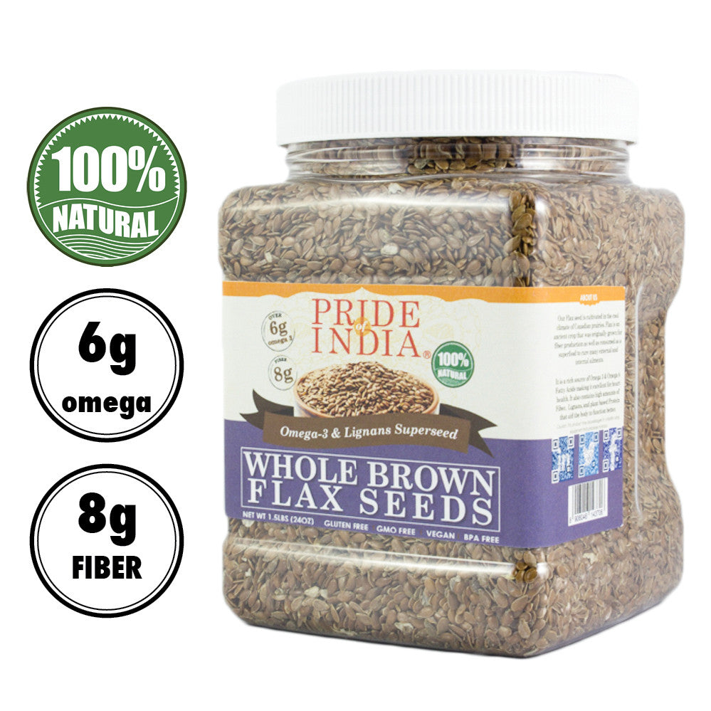 Whole Brown Flax Seeds - Omega-3 & Lignan Superfood Jar-0