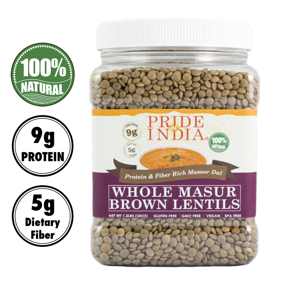 Indian Whole Brown Crimson Lentils - Protein & Fiber Rich Masoor Whole Jar-4