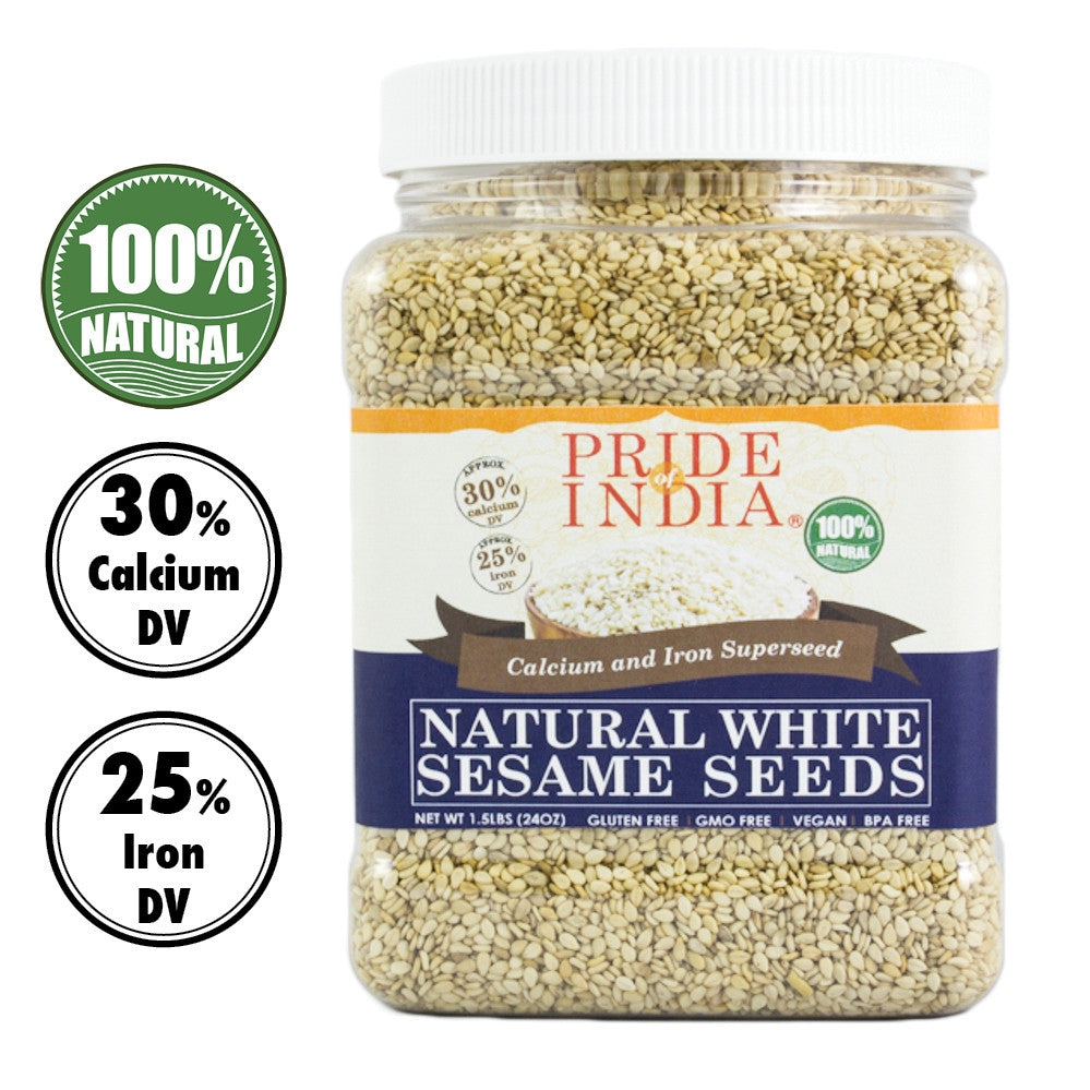 White Sesame Seeds Raw Unhulled - Calcium & Iron Superfood Jar-1