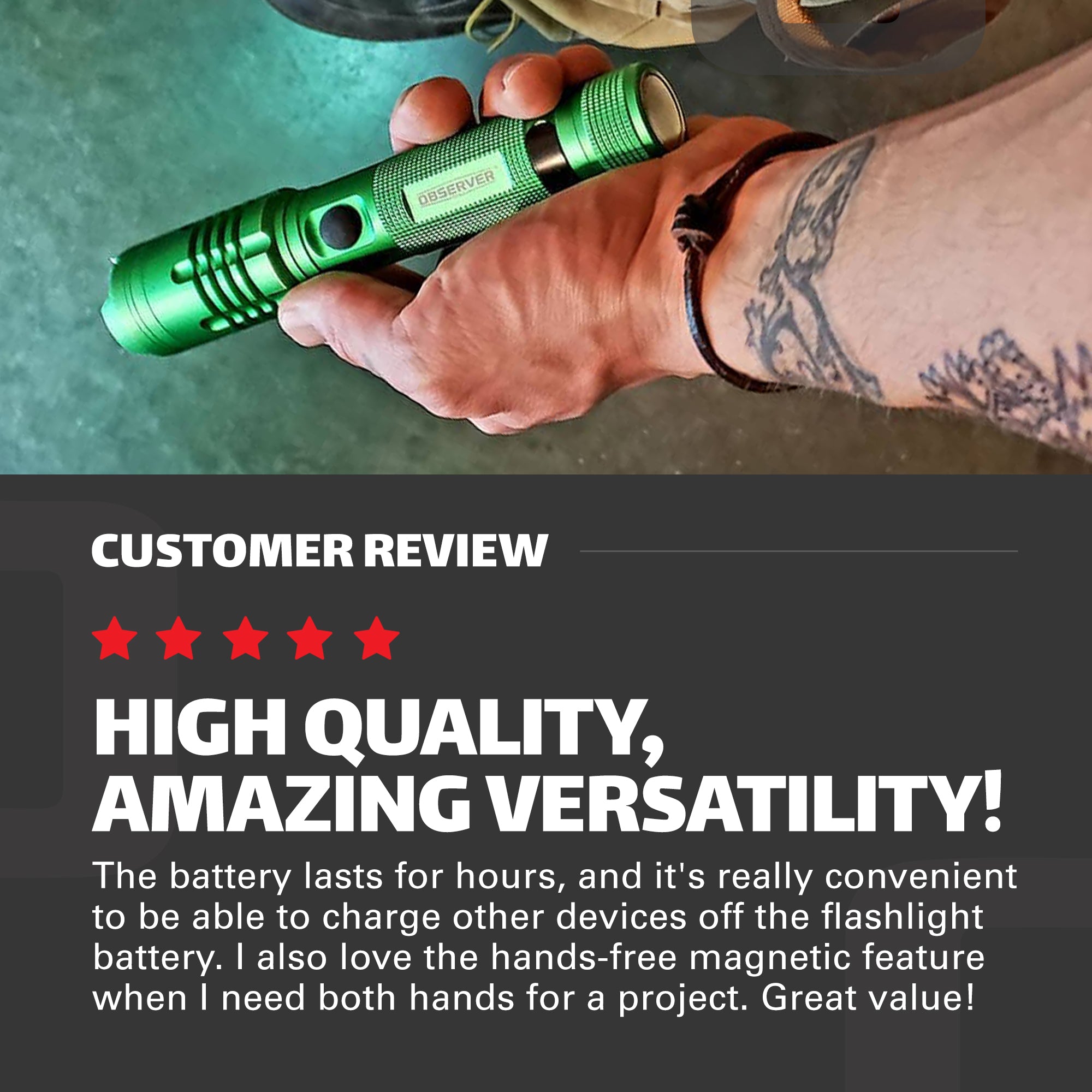 1200 Lumen Tactical LED Rechargeable Flashlight with Power Bank & Dual Power-6