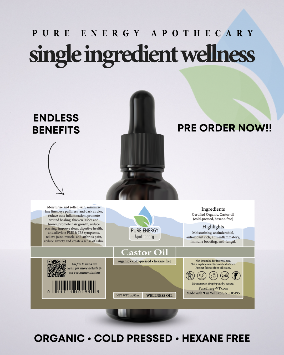 Castor Oil, Certified Organic, Cold Pressed, Hexane-Free-0