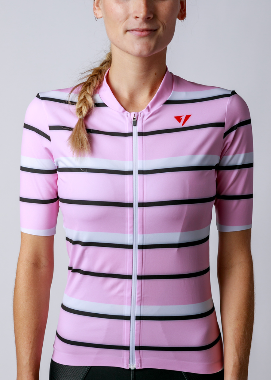 NOW ON SALE!!! Women's ProSpec Rouleur SZ Jersey | Squadra Stripes | Maglia Rosa Pink/White/Obsidian Black-2