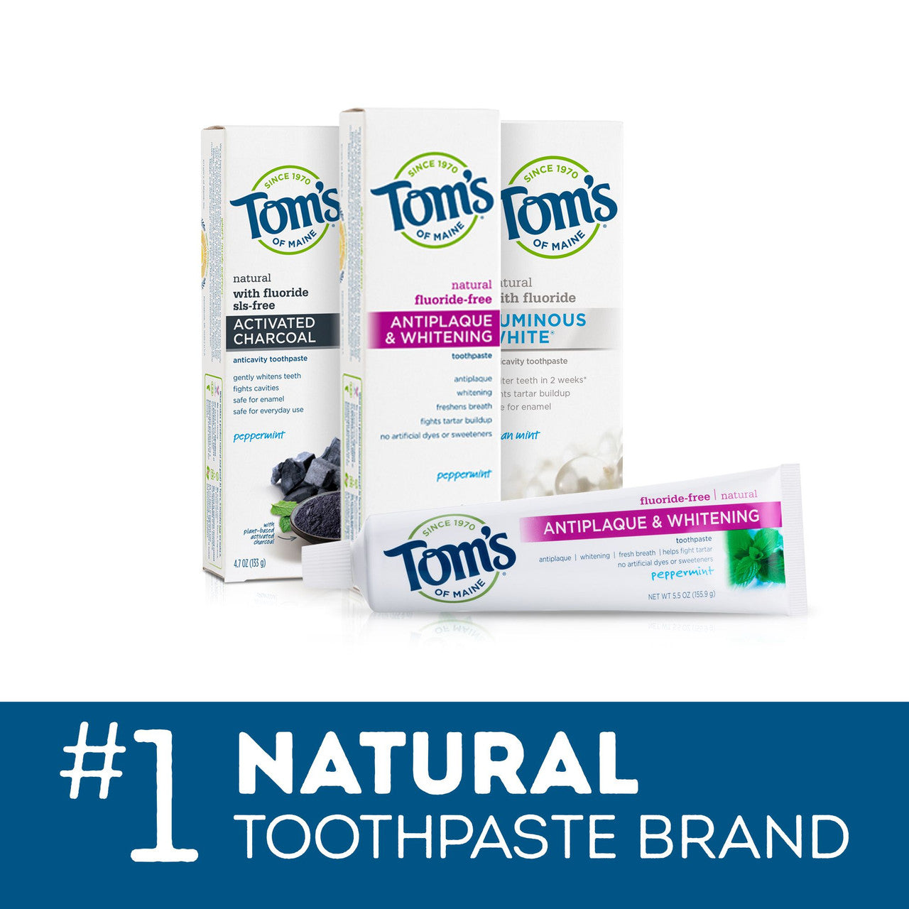 Tom's Of Maine Tartar Control+Whitening Spearmint Fluoride Free Toothpaste (6x5.5 Oz)-3