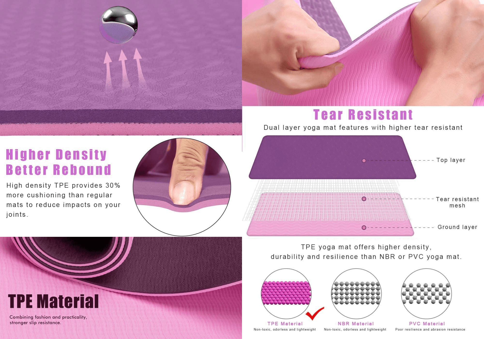 Eco Friendly Reversible Color Yoga Mat with Carrying Strap-10
