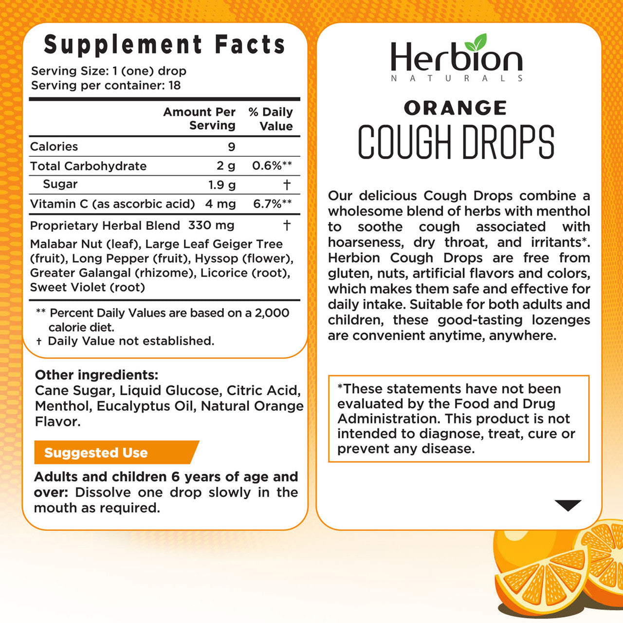H.N COUGH DROPS ORANGE ( 1 X 18 CT   )-2