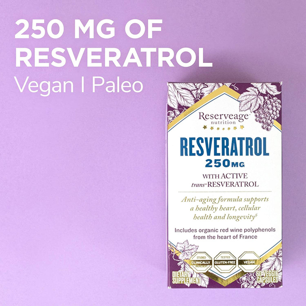RSRVEAGE RESVERATROL 250 (1x60.00)-4