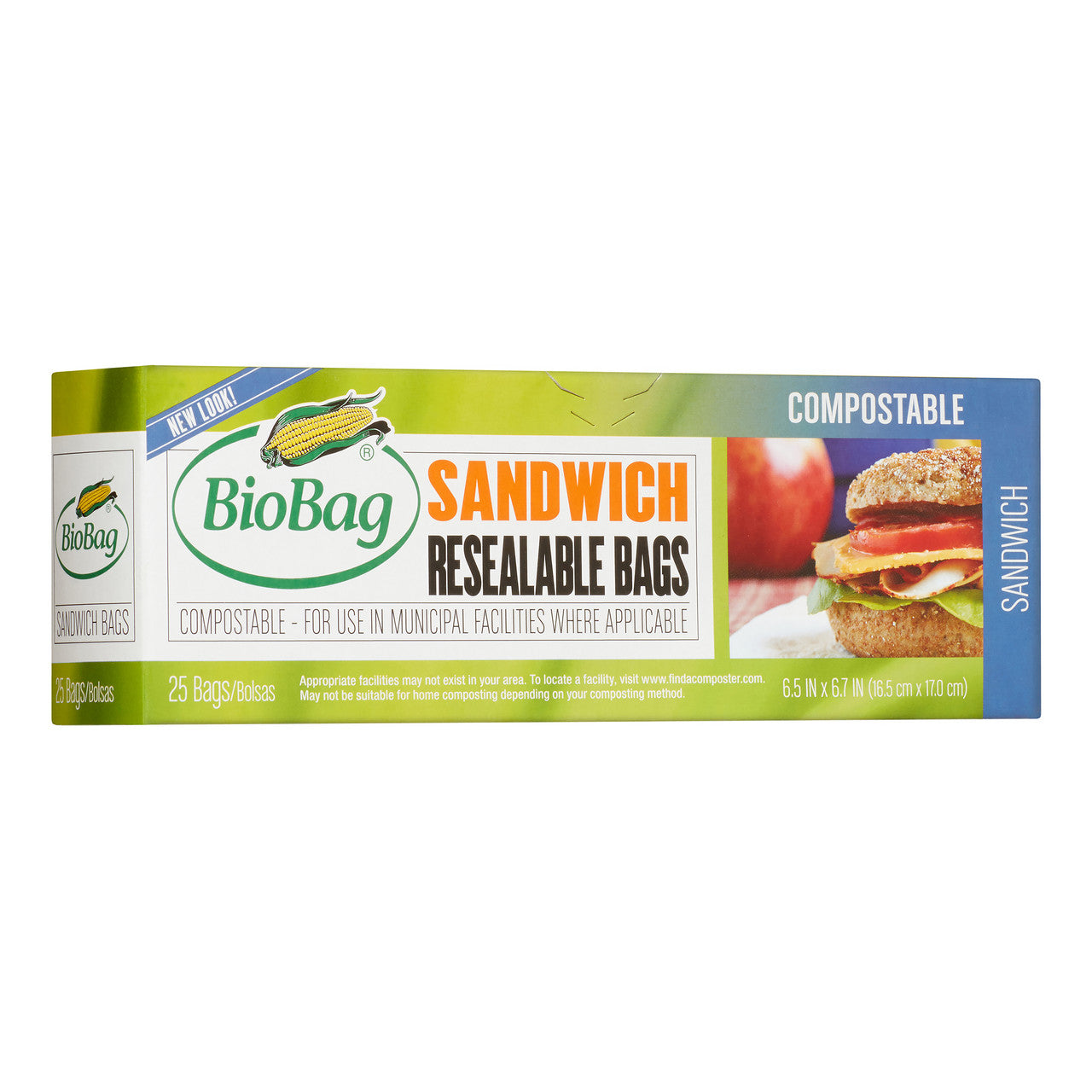 Biobag Compostable Resealable Sandwich Bag (12x25 CT)-1