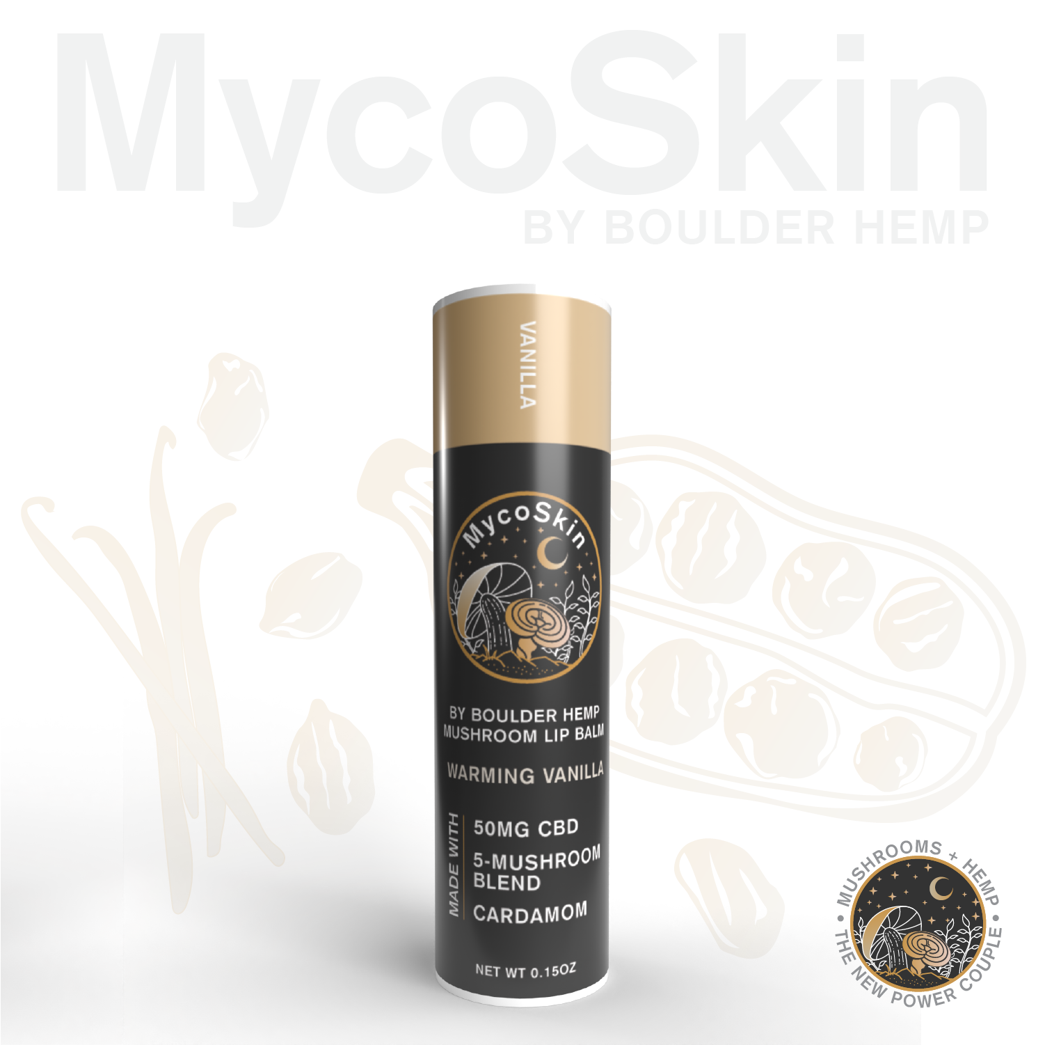 Warming Vanilla Cardamom 50mg CBD + Mushroom Lip Balm-0