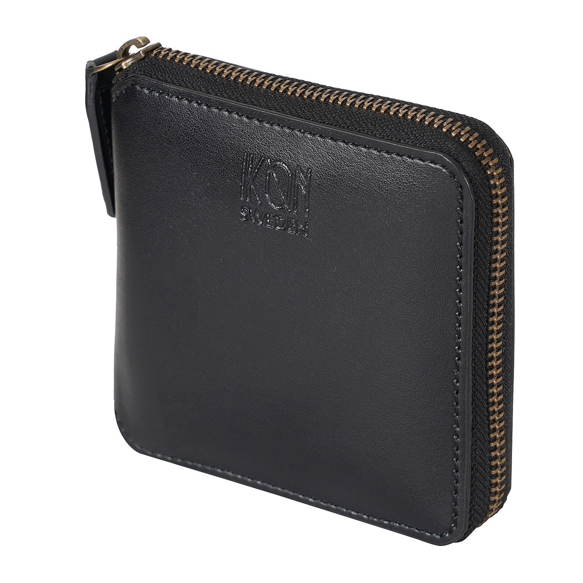 Apple Leather Small Zip Wallet - Black-0