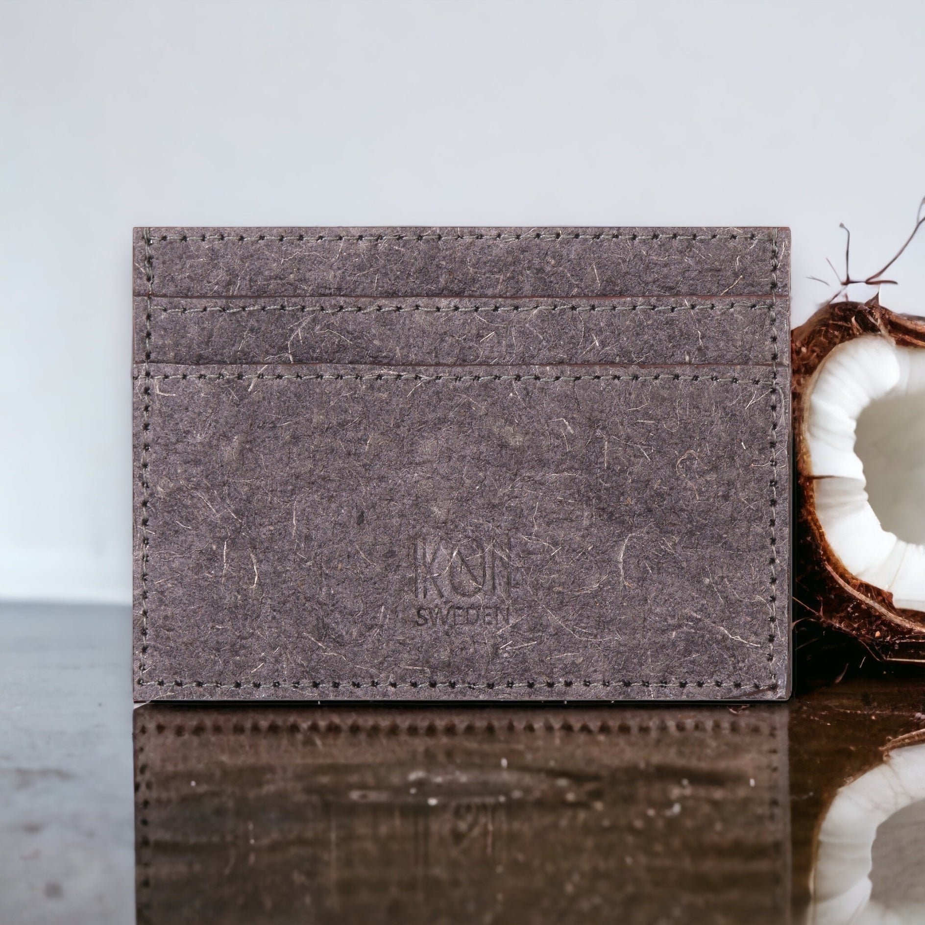 Coconut Leather Card Holder - Dark Grey-0