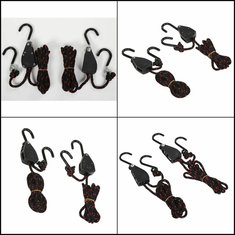 DORSAL Ratchet Canoe and Kayak Bow and Stern Tie Downs 1/4" Heavy Duty Adjustable Rope Hanger Grow Light (2-Pack)-1