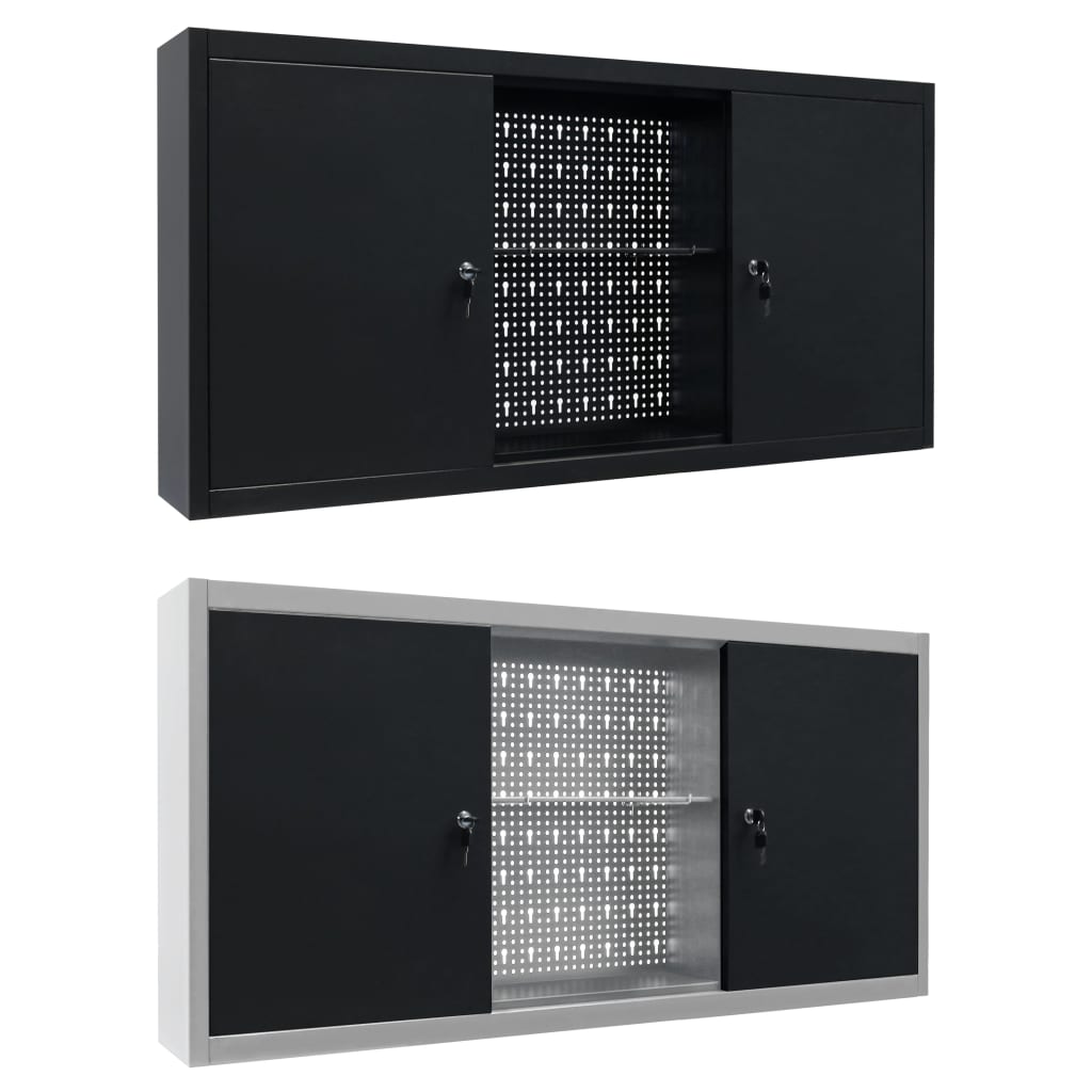 vidaXL Wall Mounted Tool Cabinet Tool Organizer with Shelves Tool Storage-1