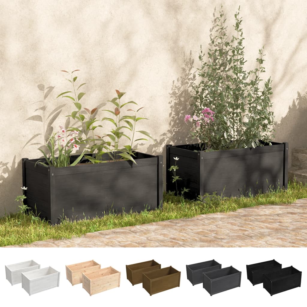 vidaXL Garden Planters 2 pcs 39.4"x19.7"x19.7" Solid Wood Pine-0