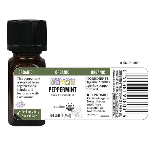 Organic Peppermint Essential Oil 0.25 fl. oz.
