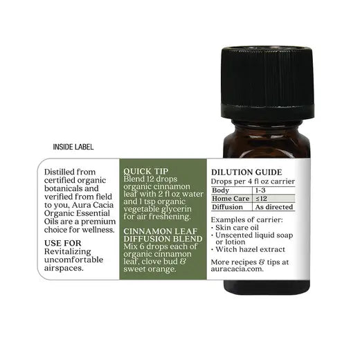 Organic Cinnamon Leaf Essential Oil 0.25 fl. oz.