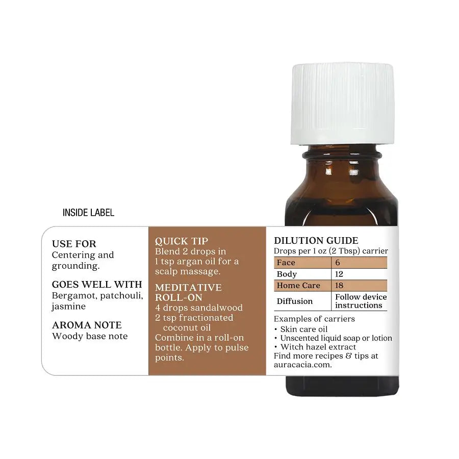 Aura Cacia Sandalwood Essential Oil 0.5 fl. oz.