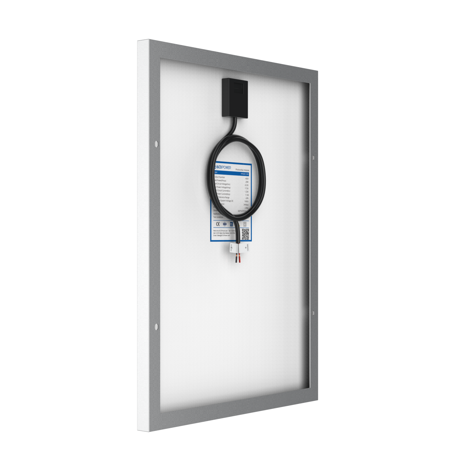 ACOPower 20 Watt Mono Solar Panel for 12 V Battery Charging, Off Grid-55