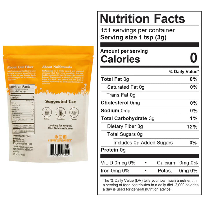 NuNaturals Oat Fiber, 1 lb