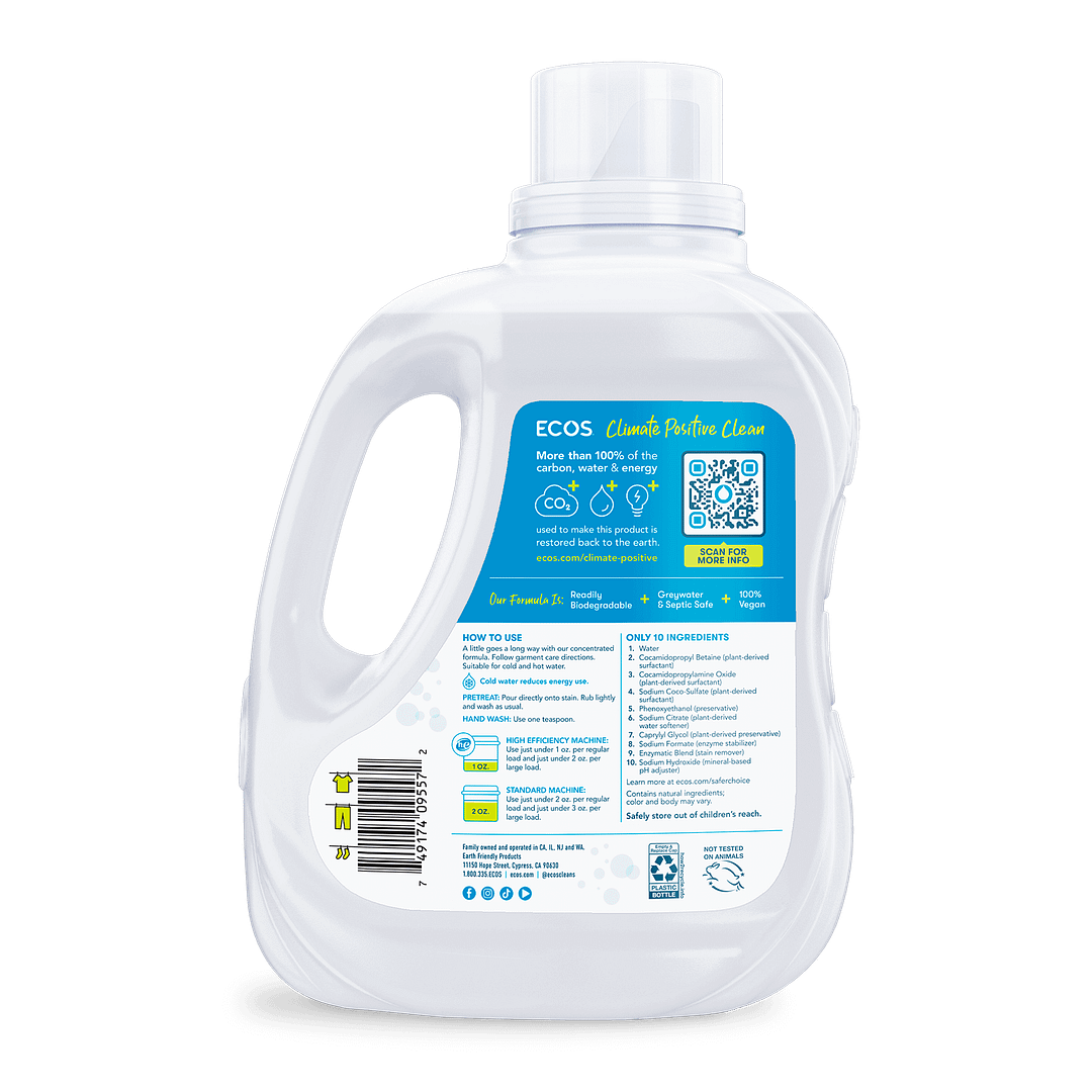 ECOS Earth Friendly Products Hypoallergenic Laundry Detergent with Enzymes '“ Free & Clear (2x170 Oz)