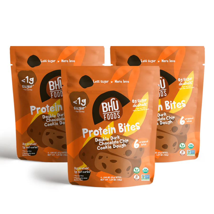 BHU Foods Double Dark Chocolate Cookie Dough Protien Bites ( 6 X 5.29 OZ )