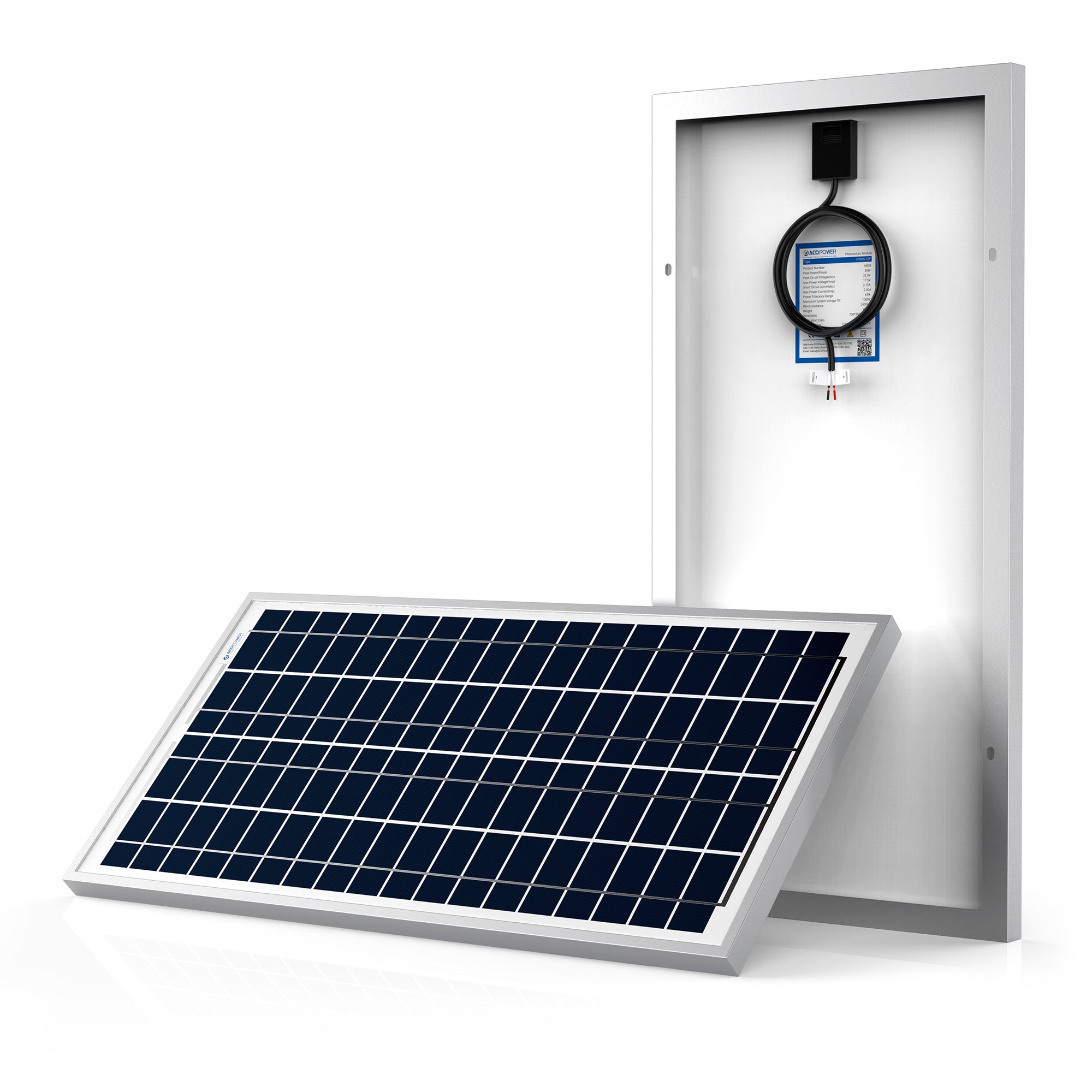 ACOPower 35 Watts Poly Solar Panel Module for 12 Volt Battery Charging-0