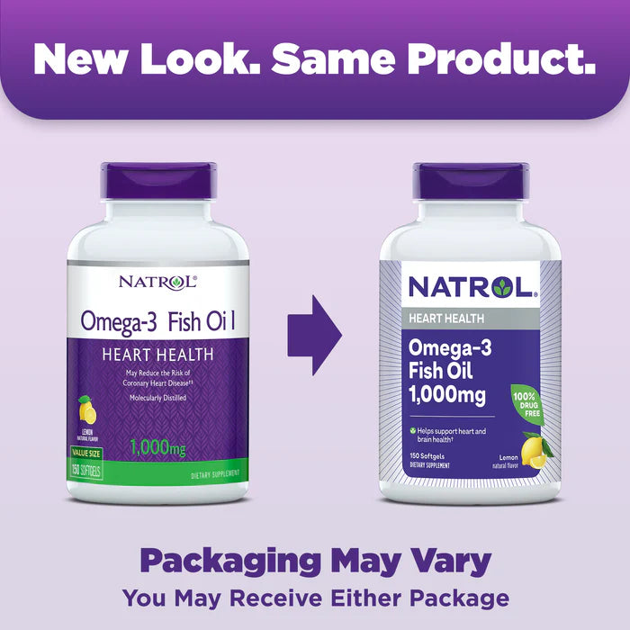 Natrol Omega-3 Fish Oil Lemon Softgels - 1,000mg, 150