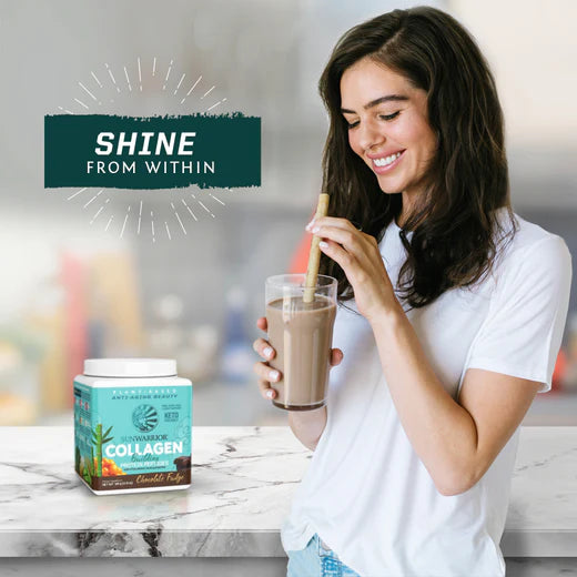 Sunwarrior Collagen Building Protein Peptides Chocolate Fudge 17.6 oz