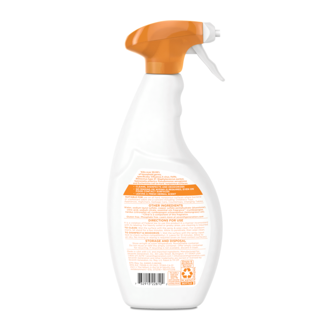 Seventh Generation Disinfecting Multi-Surface Cleaner - Lemongrass Citrus (8x26Oz)