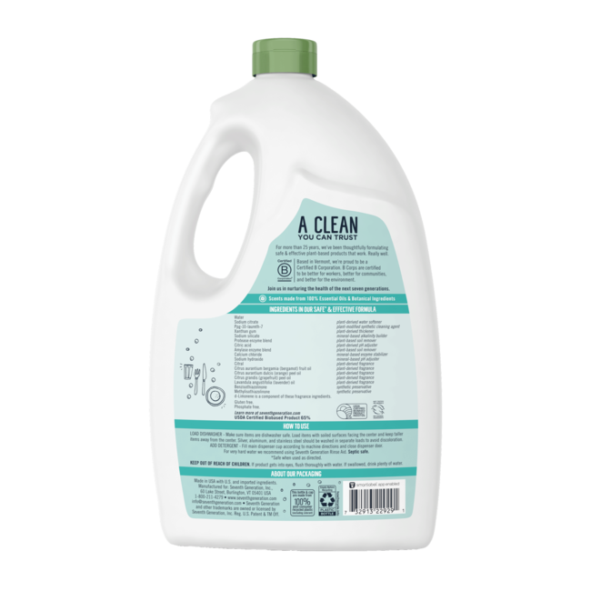 Seventh Generation Power+„¢ Dishwasher Detergent Gel - Fresh Citrus( 6 X 65 OZ )