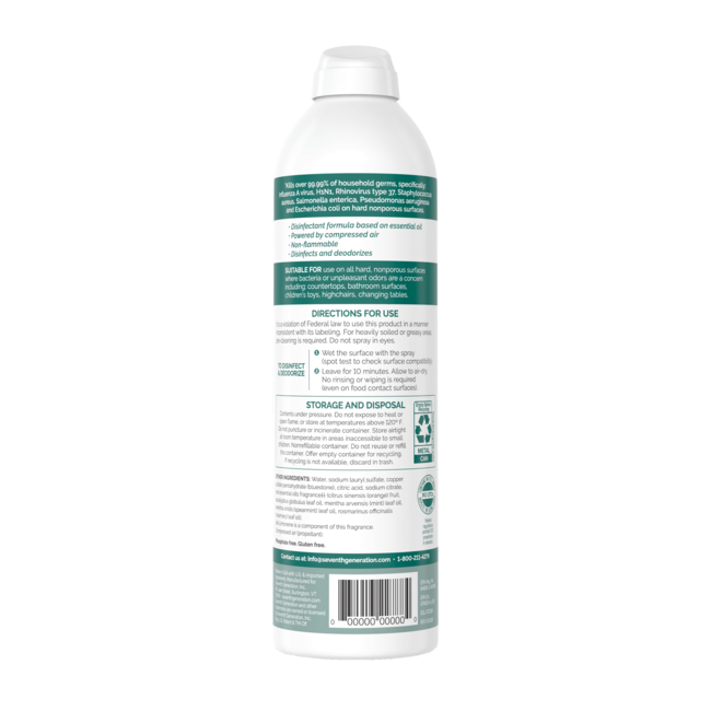 Seventh Generation Disinfectant Spray - Eucalyptus, Spearmint & Thyme (8 X 13.9 OZ)