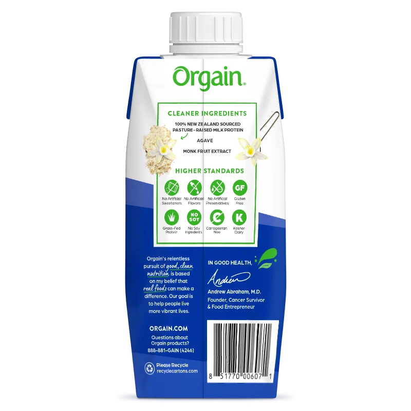Orgain 20g Clean Protein Shake Vanilla Bean ( 12 X 11 OZ )