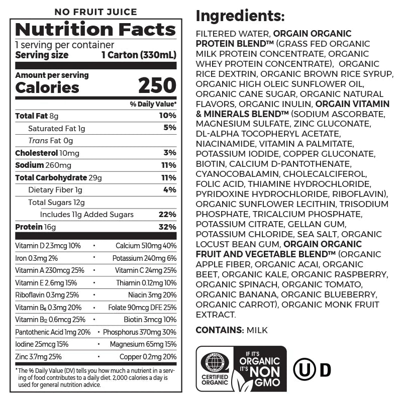 Orgain Organic Iced Cafe Mocha Nutrition Shake ( 3 X 4 PACK )