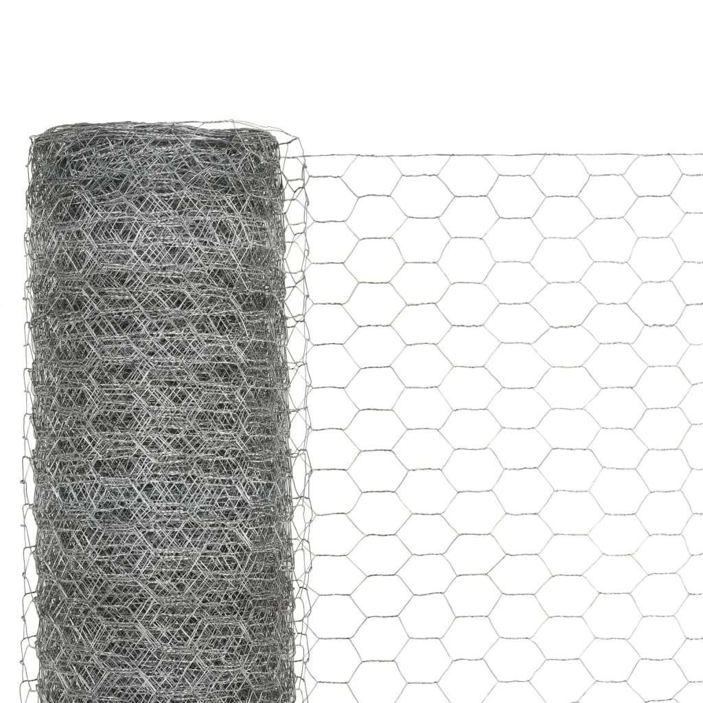 vidaXL Wire Netting Outdoor Wire Fence Mesh Screen Galvanized Steel Silver-23