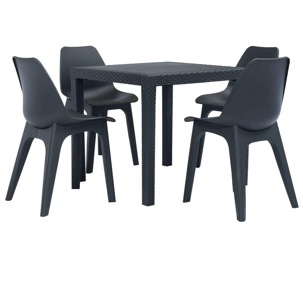 vidaXL 3/5/7/9 Piece Outdoor Dining Set Chair Plastic Garden Multi Colors-9