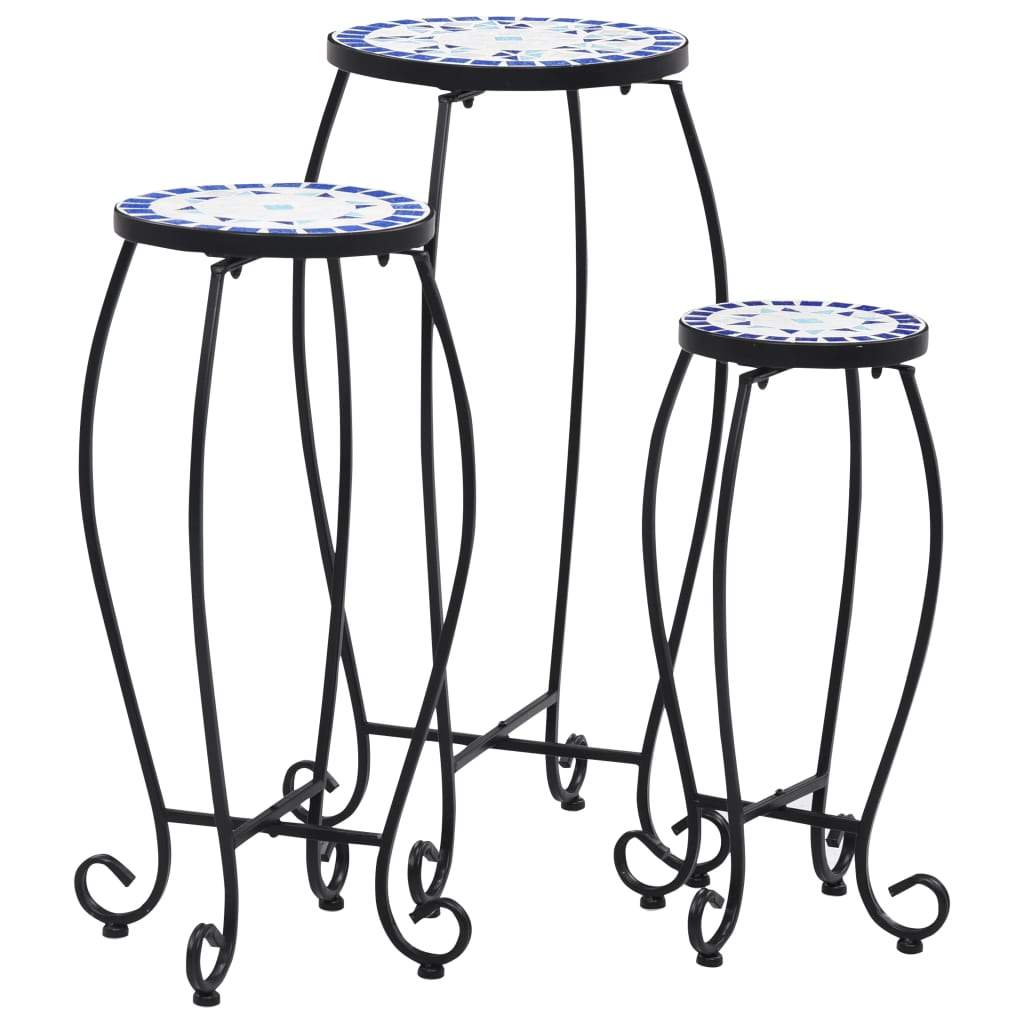 vidaXL 1/3x Mosaic Tables Ceramic End Table Balcony Flower Stand Multi Colors-15