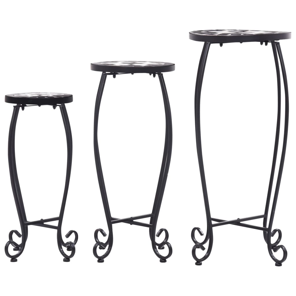 vidaXL 1/3x Mosaic Tables Ceramic End Table Balcony Flower Stand Multi Colors-20