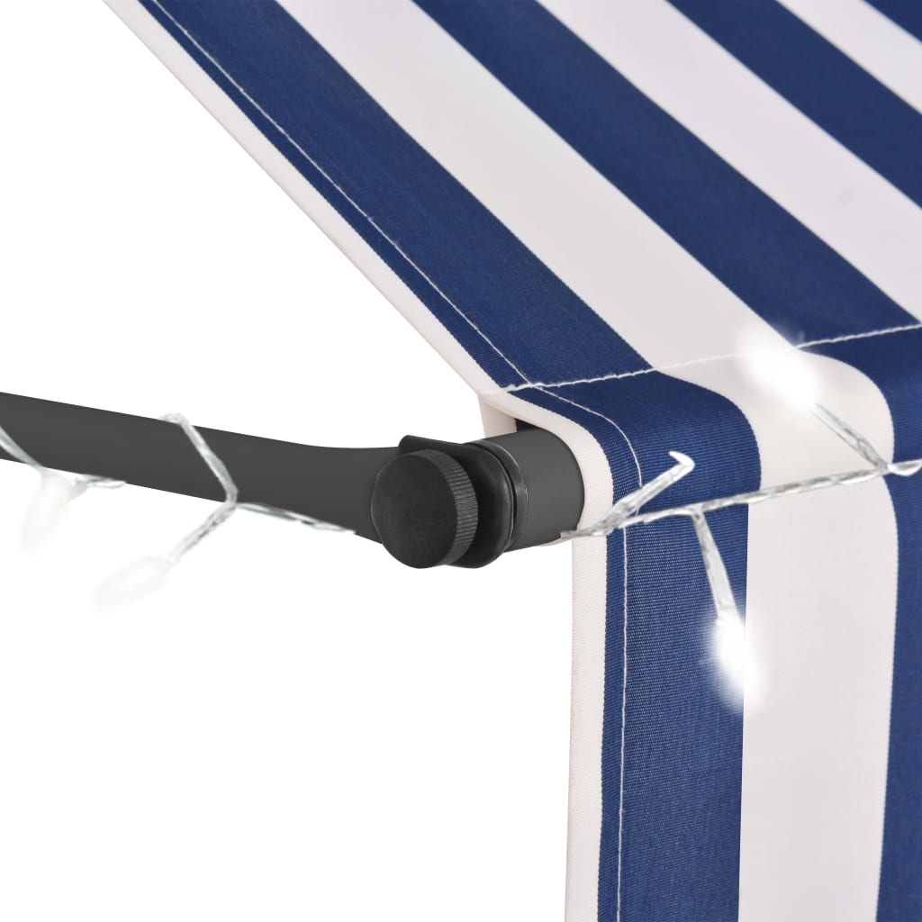 vidaXL Retractable Awning with Hand Crank and LEDs Sunshade Patio Shelter-3