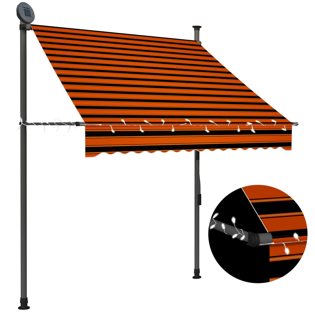 vidaXL Retractable Awning with Hand Crank and LEDs Sunshade Patio Shelter-1