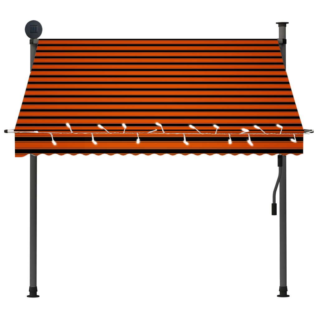 vidaXL Retractable Awning with Hand Crank and LEDs Sunshade Patio Shelter-2